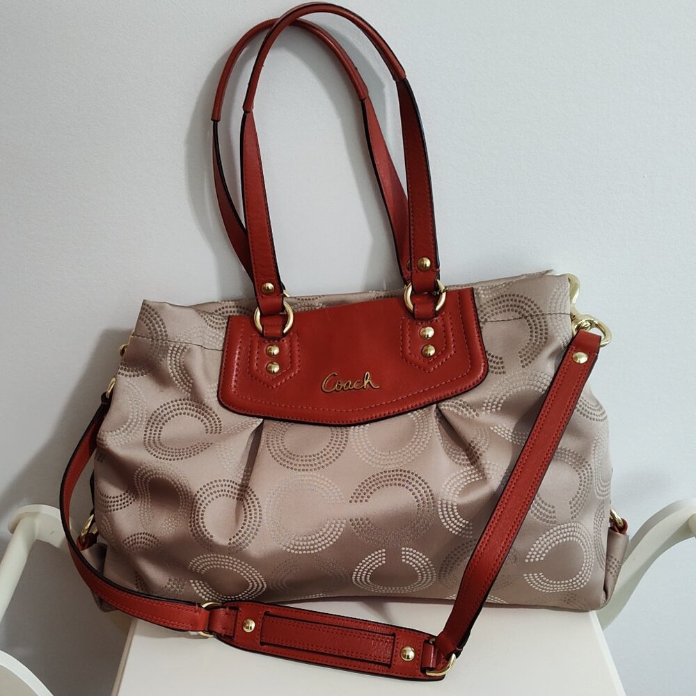 Coach Ashley Dotted Op Art Convertible Satchel, F20049, excellent used condition